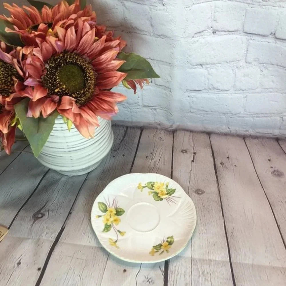 Vintage Shelley Primrose fine china saucer cottagecore